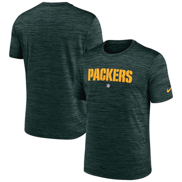 Men's Green Bay Packers Green Velocity Performance T-Shirt - Click Image to Close